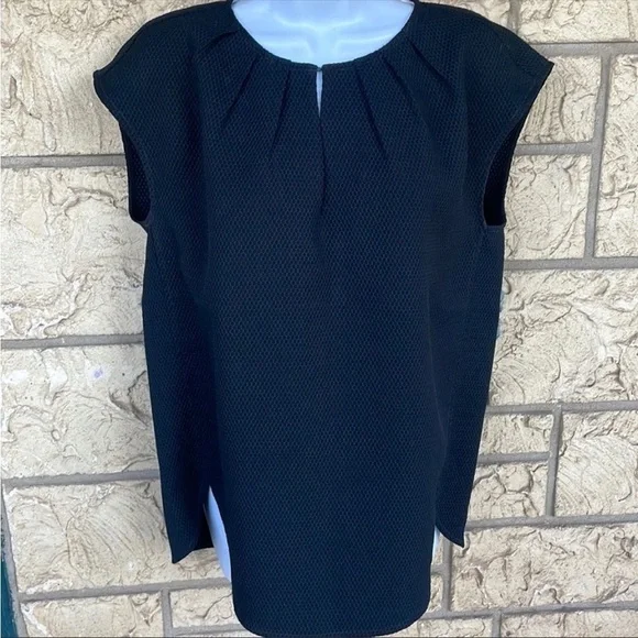 J Crew Tunic Blouse Dark Navy Honeycomb Cocoon Casual career Size 6 - Picture 4 of 10